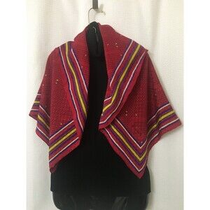 VTg MORABITO Paris luxury designer silk scarf 34"sq Burgundy Navy Geometric B24